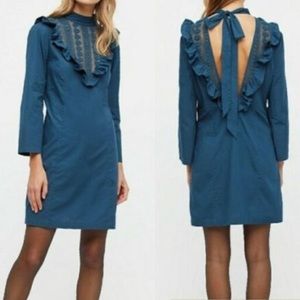 free people | lorna endless summer crochet open back high neck dress teal m nwt